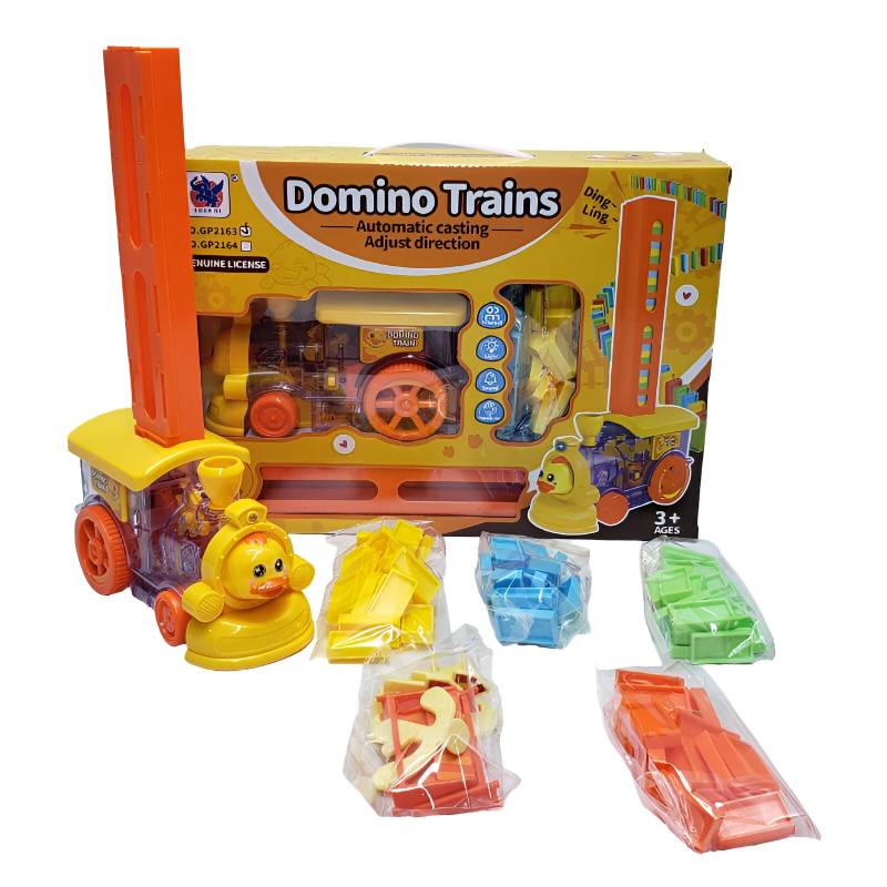 Domino Train Toy Blocks Set with Lights & Sounds โ Automatic Domino Setup Toy for Kids