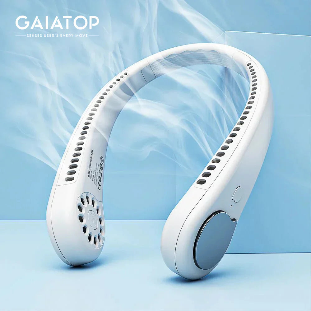 Portable USB Rechargeable Neck Fan – Hands-Free Cooling Device