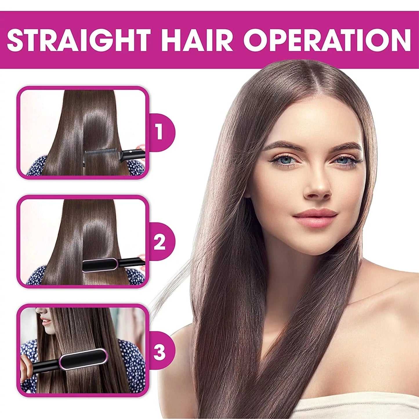 2-in-1 Hair Straightener & Curler Brush – Professional Styling Tool for Women | Straightens & Curls Hair Effortlessly