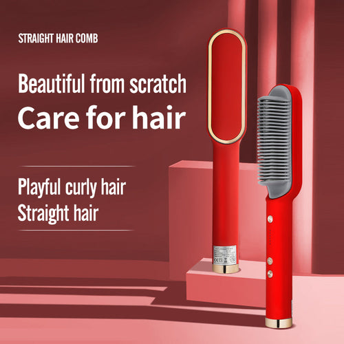2-in-1 Hair Straightener & Curler Brush – Professional Styling Tool for Women | Straightens & Curls Hair Effortlessly