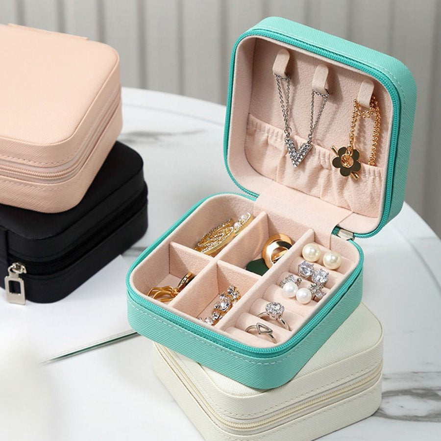 Leather Jewelry Storage Box – Organizer Stand for Earrings, Rings, & Cosmetics | Elegant Beauty Container