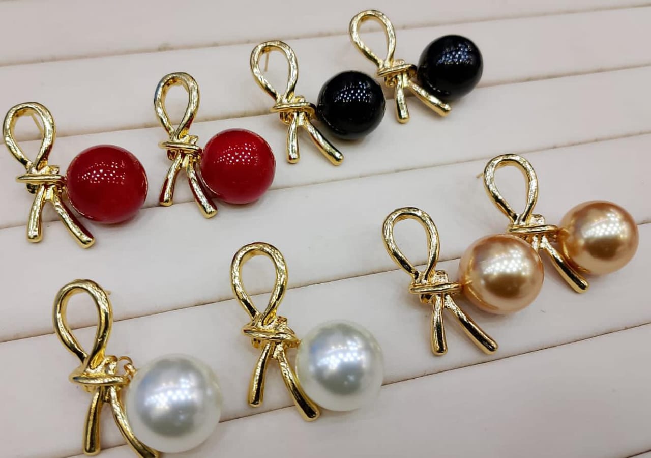 Knot Pearl Clip-On Earrings – Big Silver Grey | Fashion Luxury Earrings for Women